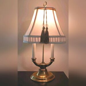 Solid brass vintage table lamp dual wick electric brass candle stick lamp